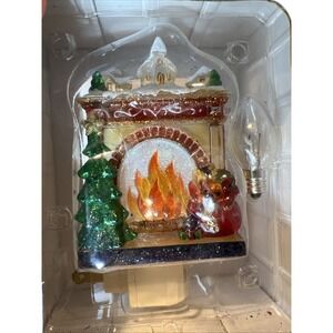 Vintage Costco Plug-In Glitter Christmas Fireplace Night‎ Light BRAND NEW IN BOX